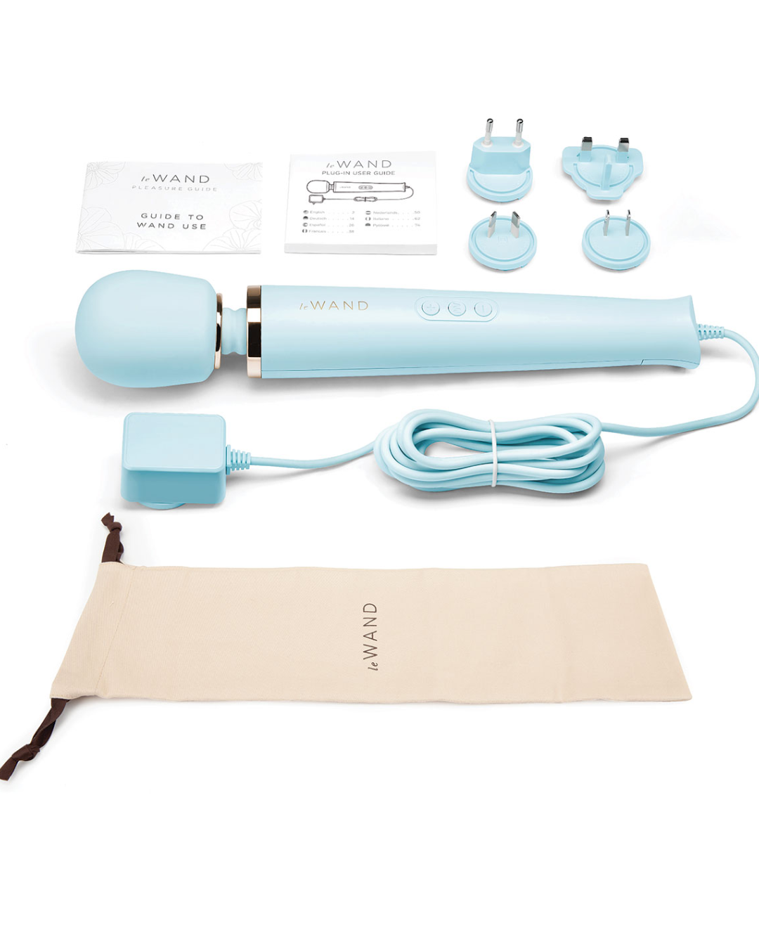 Le Wand Corded Vibrating Massager - Blue entire kit