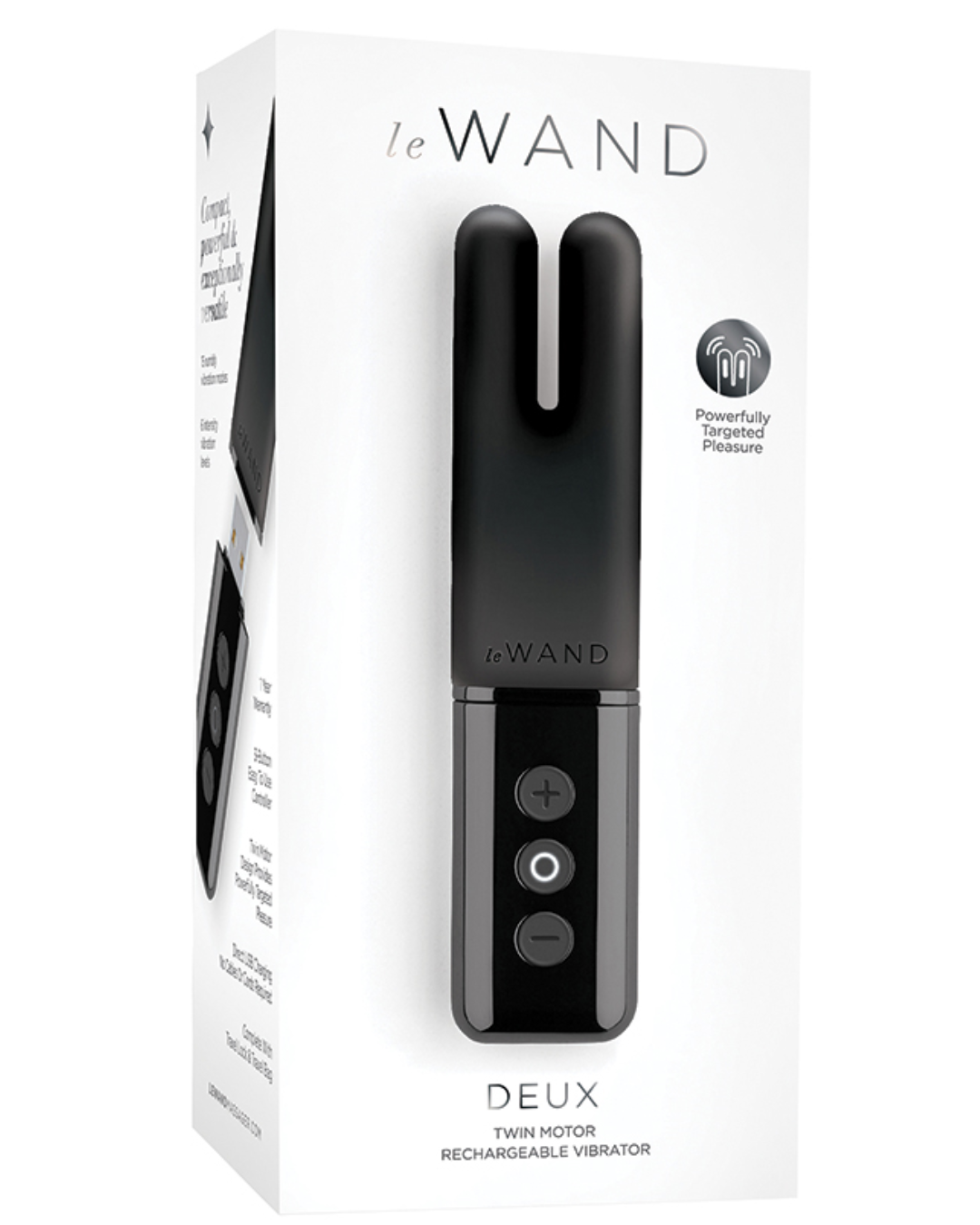 Le Wand Deux Twin Motor Rechargeable Waterproof Vibrator - Black box