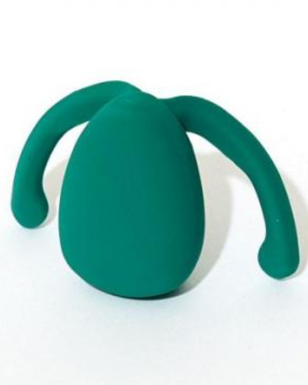 Eva II Hands-Free Silicone Rechargeable Clitoral Vibrator by Dame - Fir Green against a white background