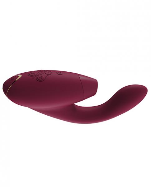 Womanizer Duo Pleasure Air Clitoral Stimulator & G-Spot Vibrator - Bordeaux side view