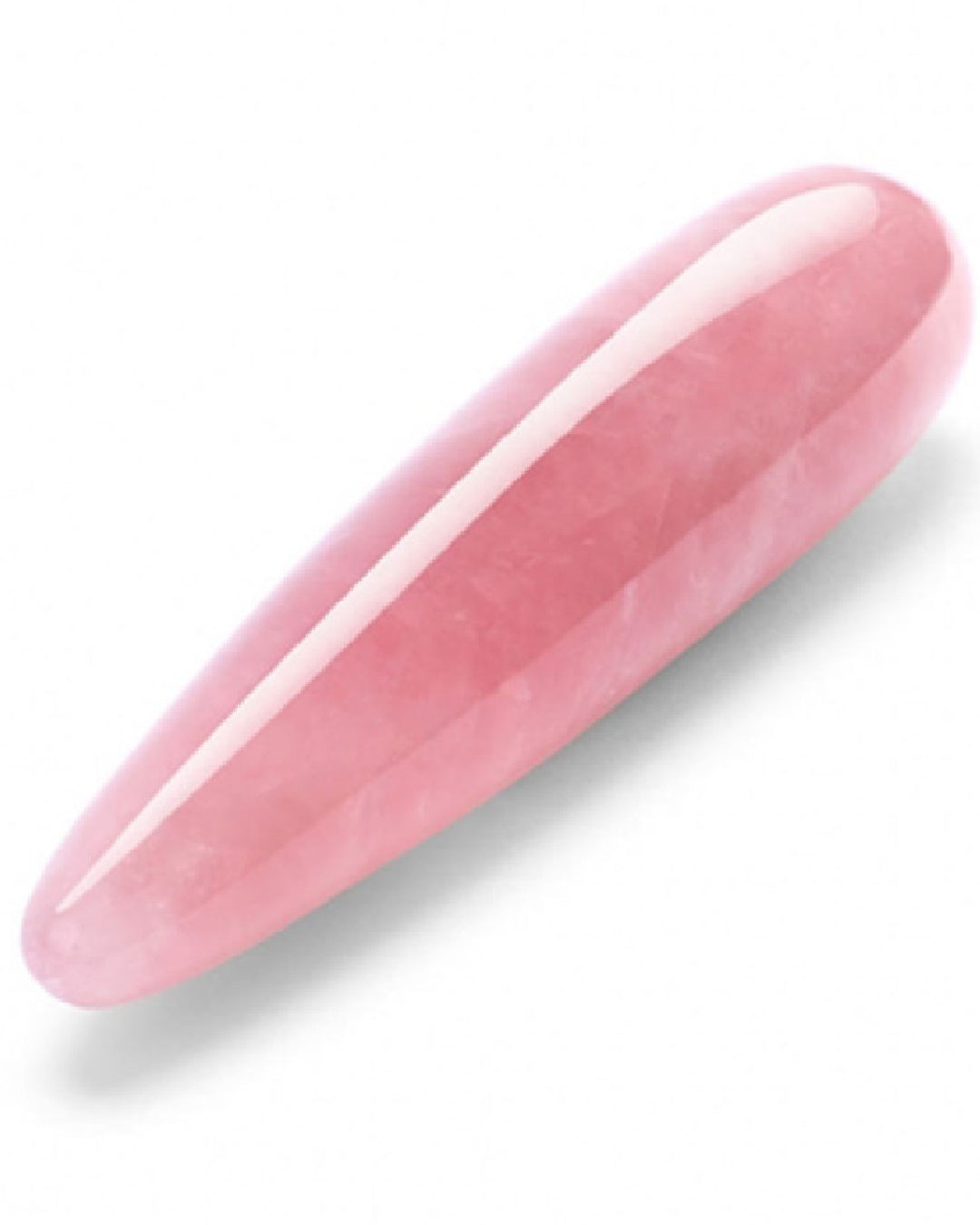 Le Wand Crystal  Wand - Rose Quartz laying on a diagonal on white background