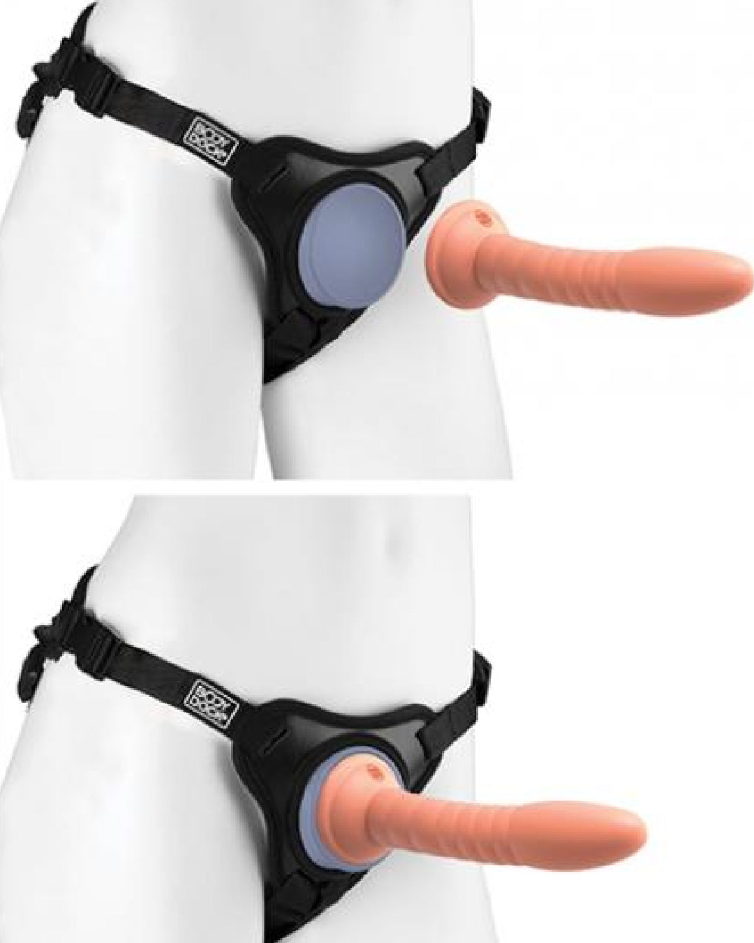 Dillio Platinum Body Dock Strap-On Harness showing how to put the harness on