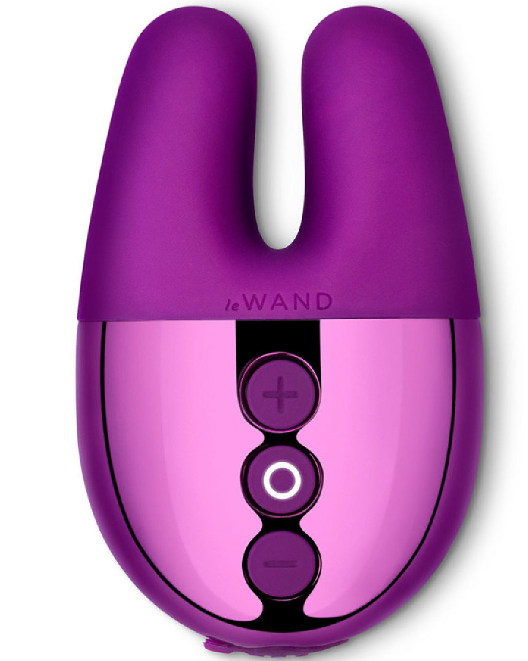 Le Wand Chrome Double Vibrator - Purple upright on white background