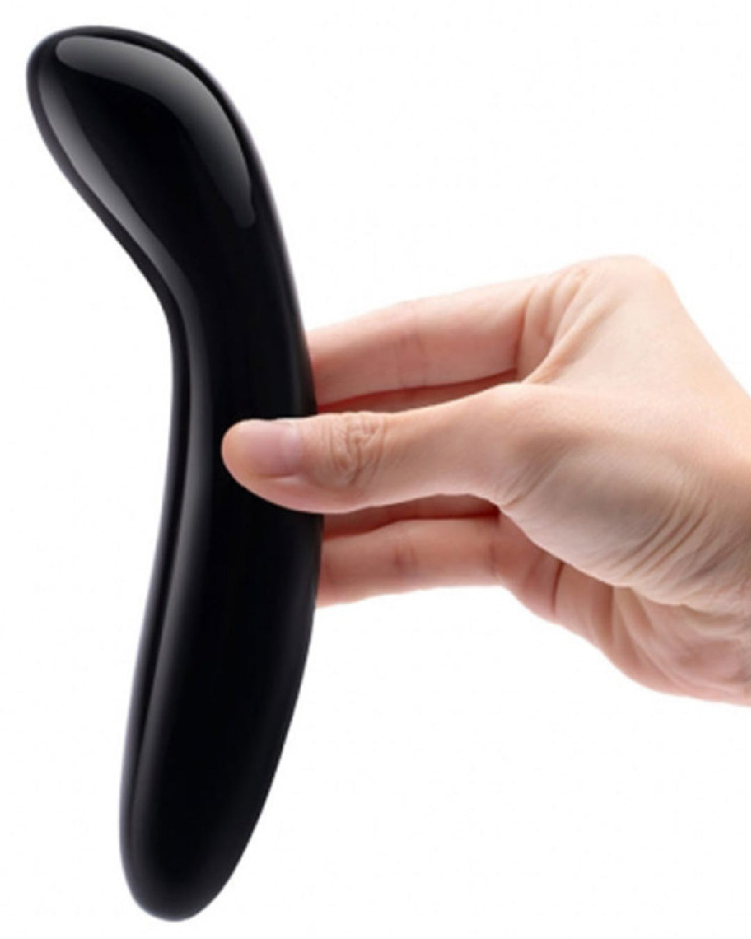 Le Wand Crystal G Spot Wand - Black Obsidian  held in model's hand