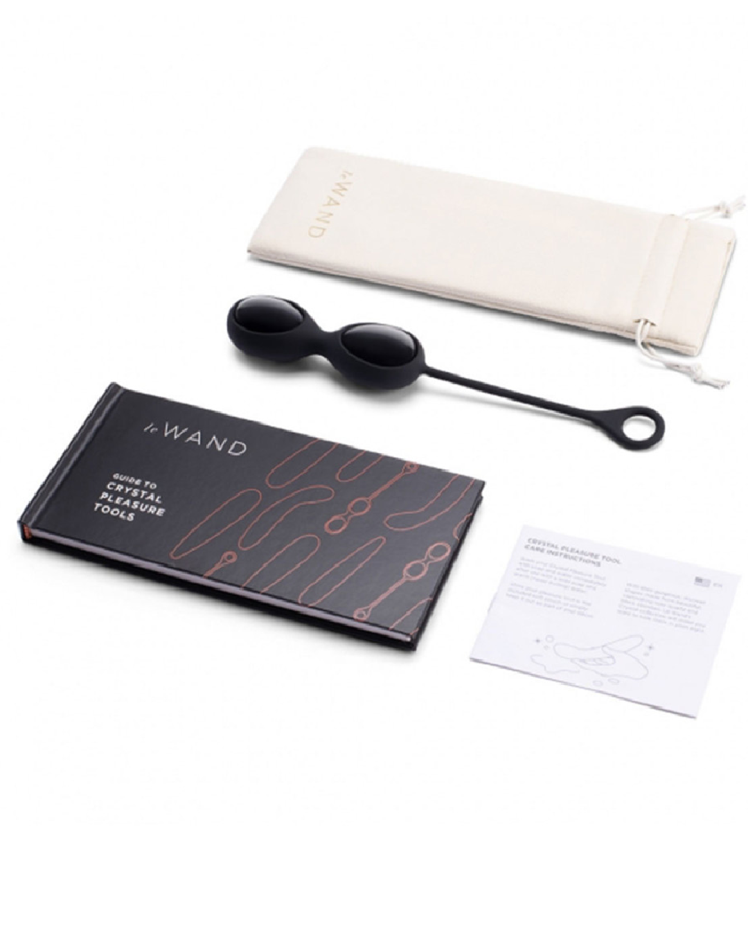 Le Wand Crystal Yoni Eggs - Black Obsidian in silicone case with pouch, manual and instruction booklet