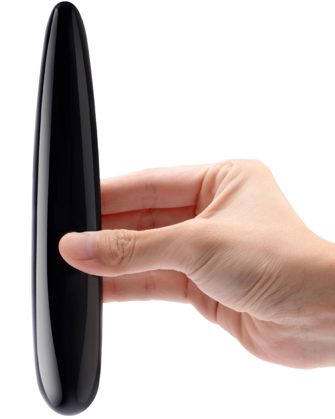 Le Wand Crystal Slim Wand - Black Obsidian held in model's hand