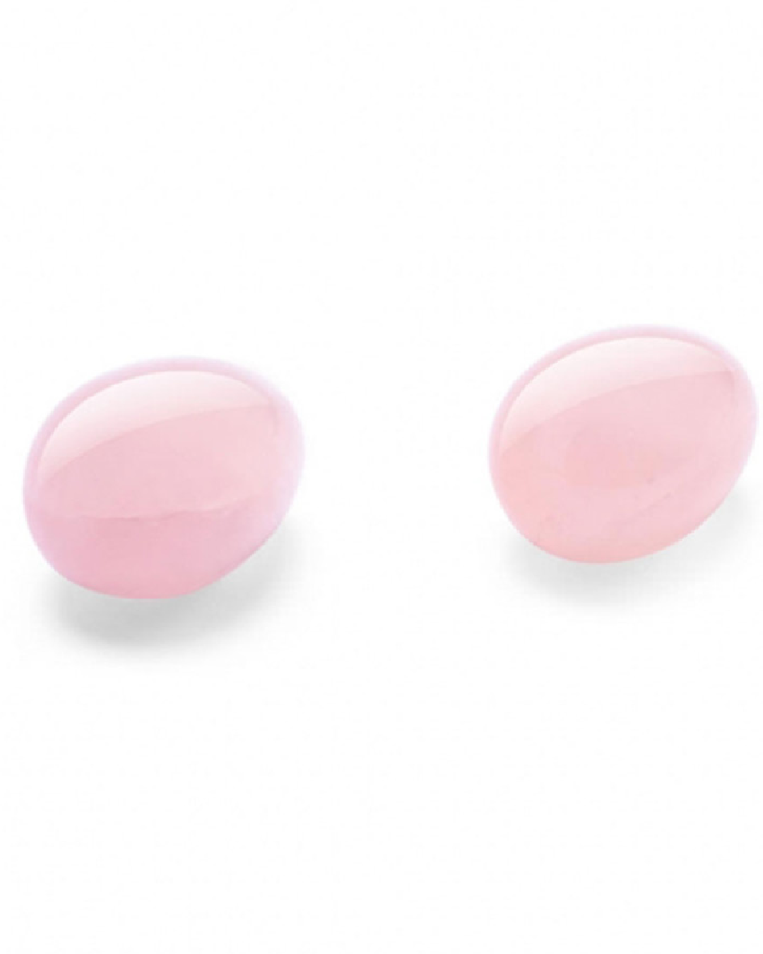 Le Wand Crystal Yoni Eggs - Rose Quartz side by side on white background