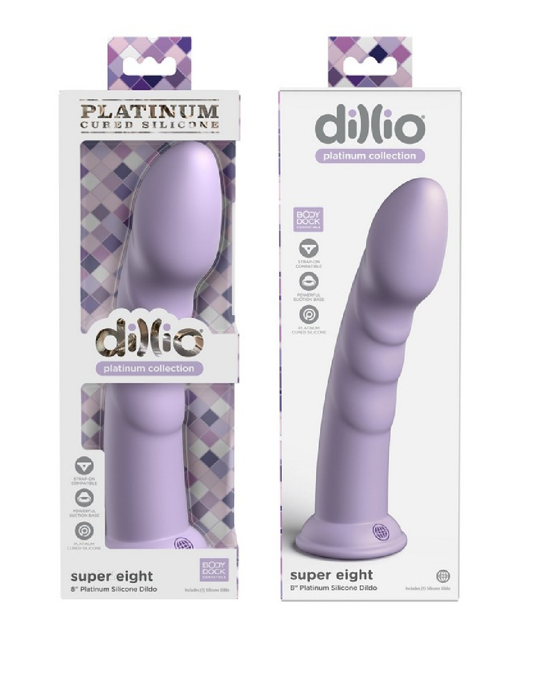 Dillio Platinum Super Eight 8 Inch Dildo - Purple box