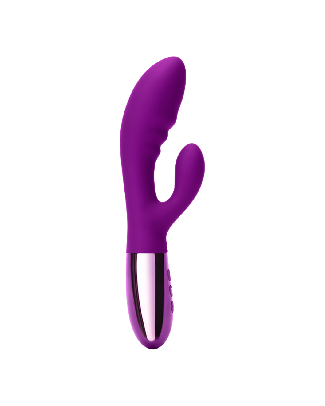 Le Wand Blend Double Motor Rechargeable Rabbit Vibrator - Dark Cherry side view of both branches
