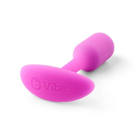 B-vibe Snug Plug 1 Weighted Silicone Butt Plug - 55 grams fuchshia bottom view