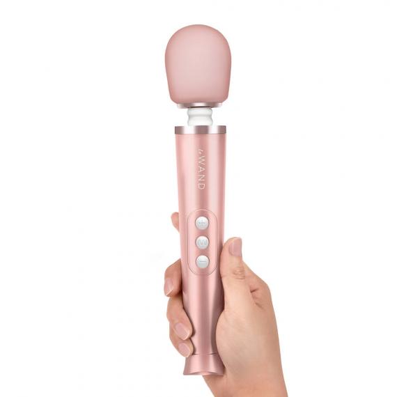 Le Wand Petite Rechargeable Massager - Rose Gold in hand