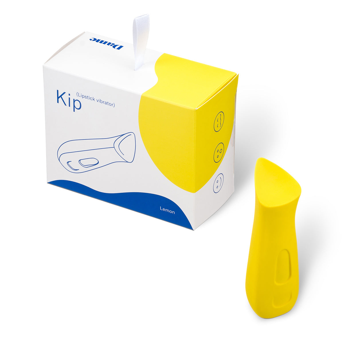 Kip Waterproof Rechargeable Lipstick Vibrator by Dame - Yellow with the box