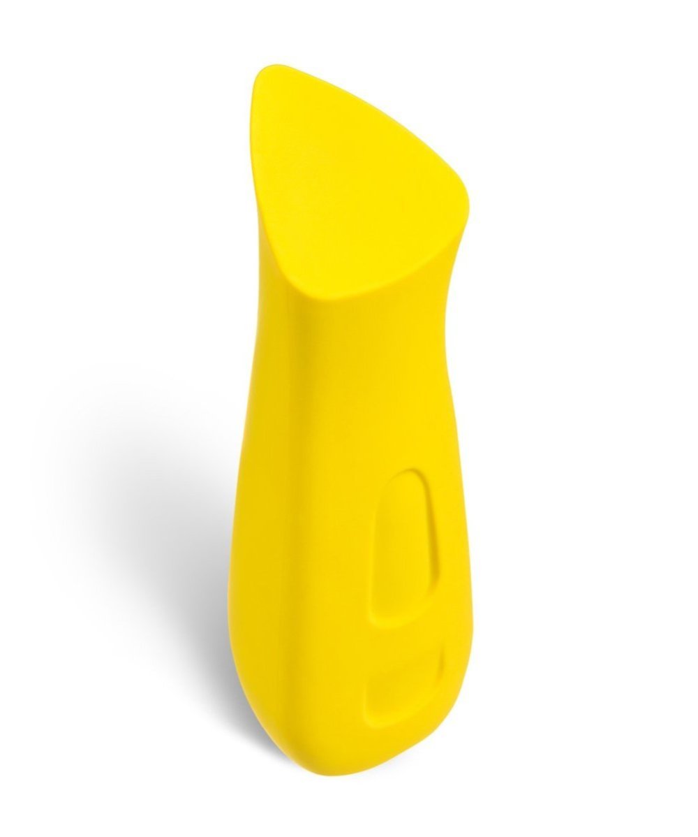Kip Waterproof Rechargeable Lipstick Vibrator by Dame - Yellow against a white background 