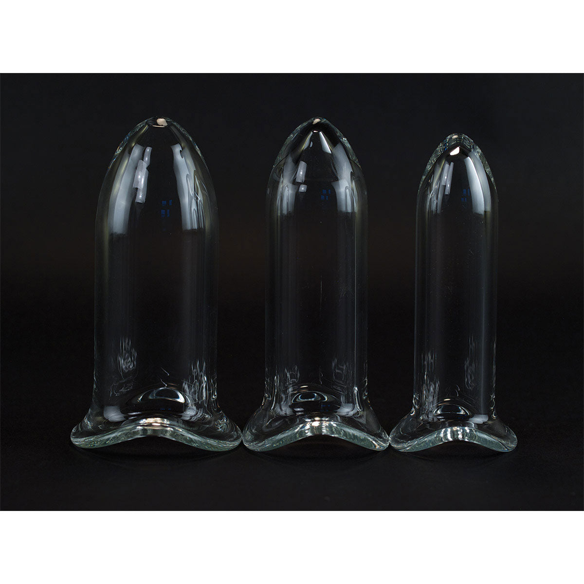 Crystal Delights Glass Dilator Set of 3  on black background