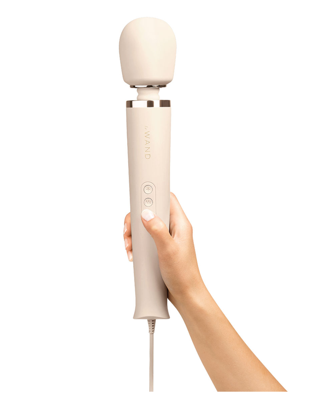 Le Wand Corded Vibrating Massager - Cream model holding it 