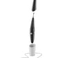 Zumio E - Rechargeable Clitoral Stimulator - Black showing the charger, vibrator, lid, and cord