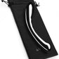 Le Wand Arch Double Ended Stainless Steel Dildo laying on its black storage bag against a white background