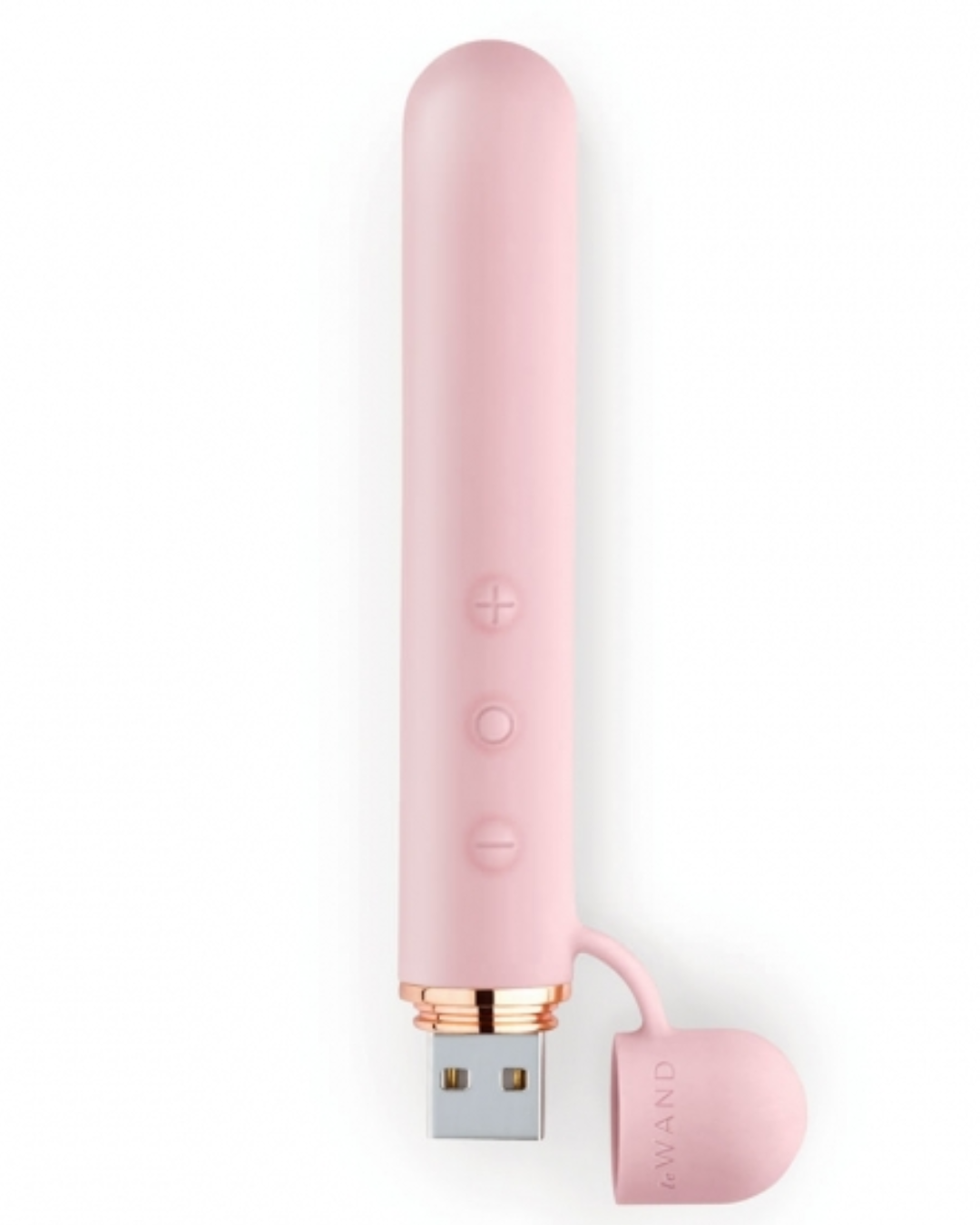 Le Wand Baton Slim Rechargeable Waterproof Vibrator - Rose Gold WITH CHARGING CAP OFF