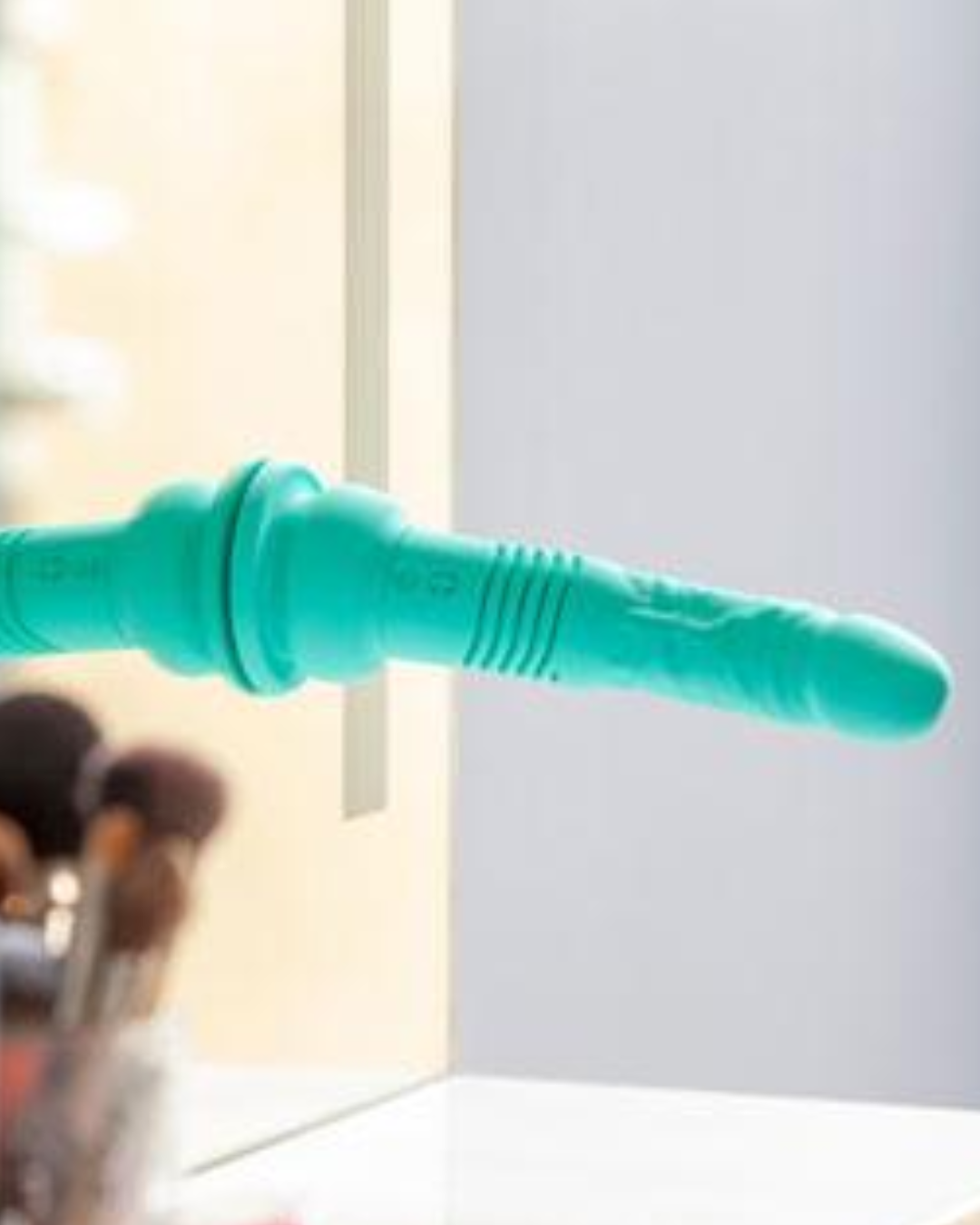 Velvet Mini Teddy Thrusting Silicone Dildo - Mint Green