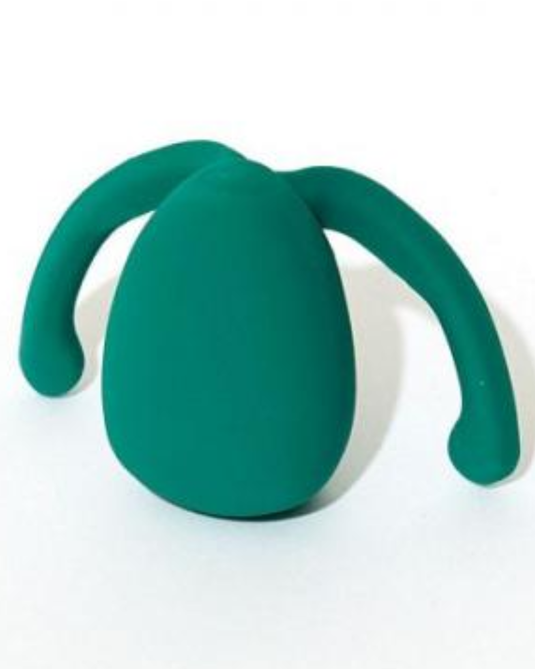 Eva II Hands-Free Silicone Rechargeable Clitoral Vibrator by Dame - Fir Green against a white background 