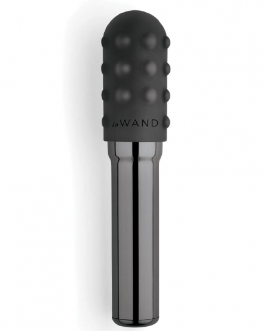 Le Wand Chrome Grand Bullet Waterproof Rechargeable Metal Bullet with Texture Sleeve - Black with texture sleeve