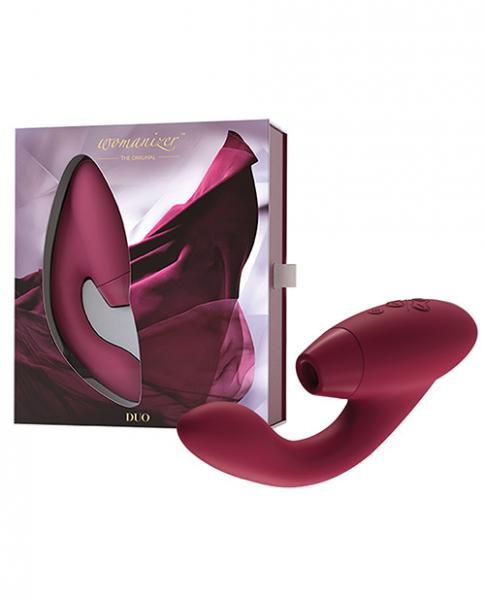 Womanizer Duo Pleasure Air Clitoral Stimulator & G-Spot Vibrator - Bordeaux box