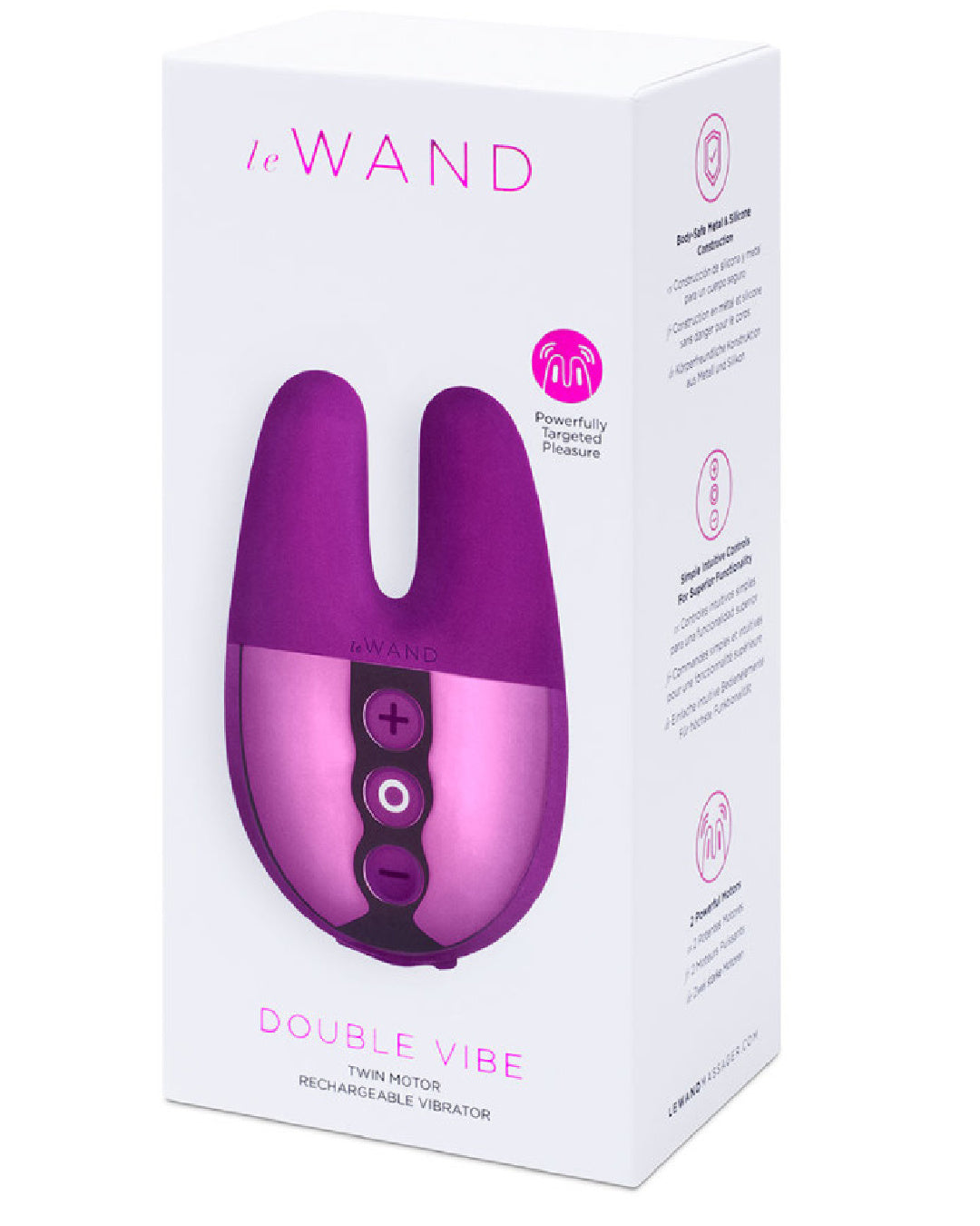 Le Wand Chrome Double Vibrator - Purple product box 