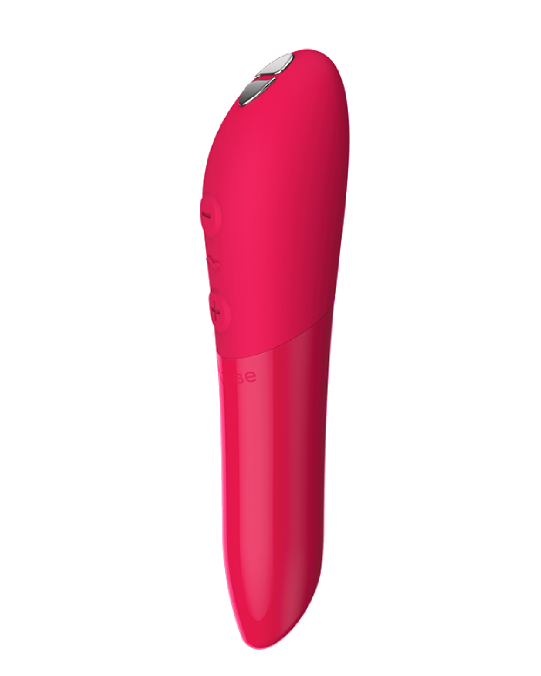 We-Vibe Tango X Powerful Bullet Vibrator - Cherry Red side view on a white background showing the angled tip