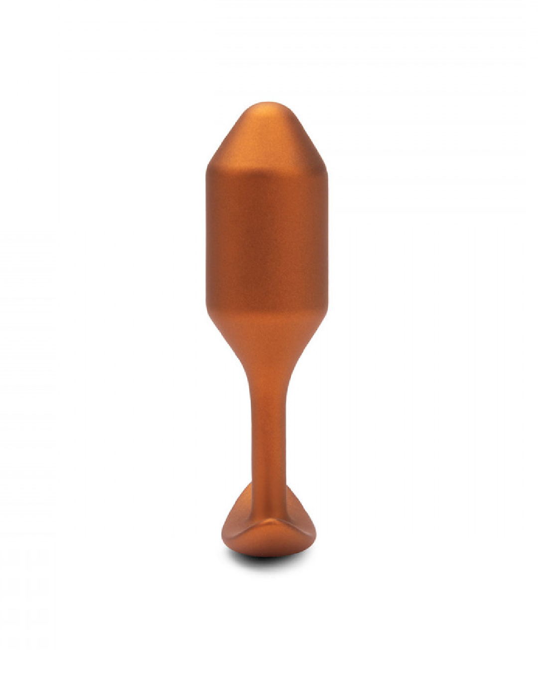 B-vibe Snug Plug 2 Weighted Silicone Butt Plug - 114 grams - Sunburst Orange side view