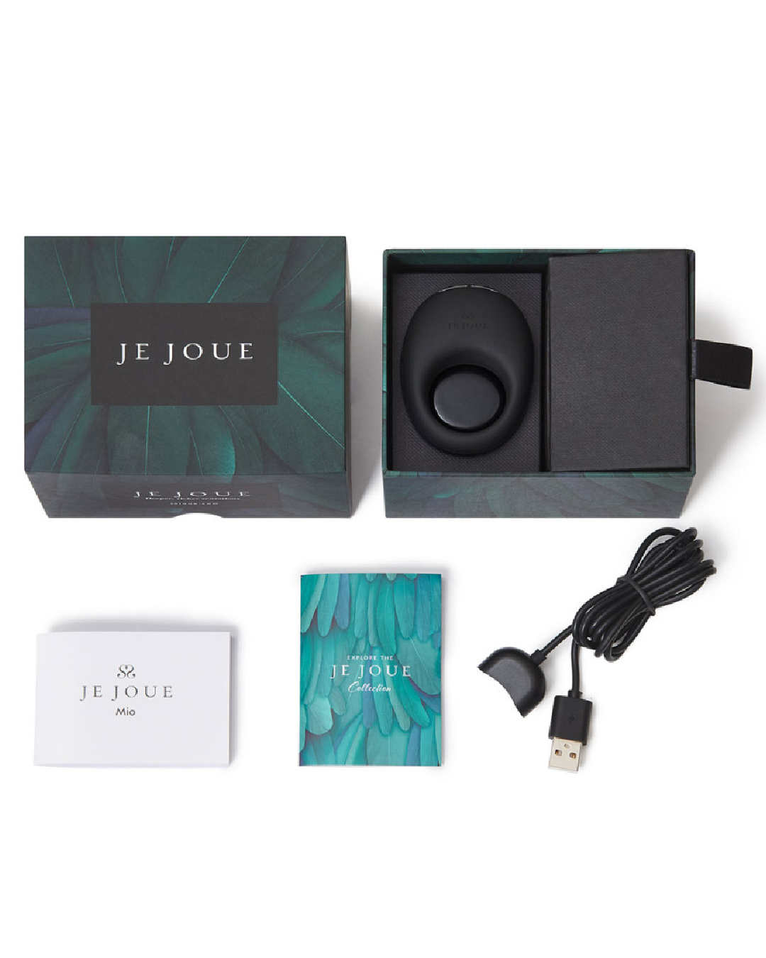 Je Joue Mio Vibrating Cock Ring - Black  box and contents