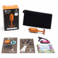 B-vibe Snug Plug 2 Weighted Silicone Butt Plug - 114 grams - Sunburst Orange with box contents