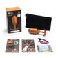 B-vibe Snug Plug 4 XL Weighted Silicone Butt Plug (257 grams) - Sunburst Orange with package contents