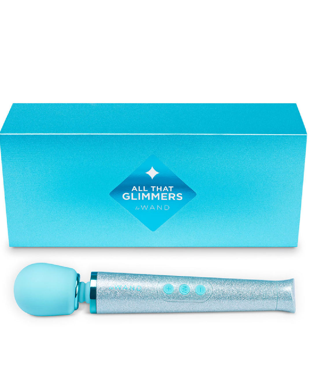 Le Wand All That Glimmers Wand Vibrator Set - Blue box and wand 