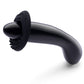 Le Wand Crystal G Spot Wand - Black Obsidian shown on an angle with the silicone ring on it 