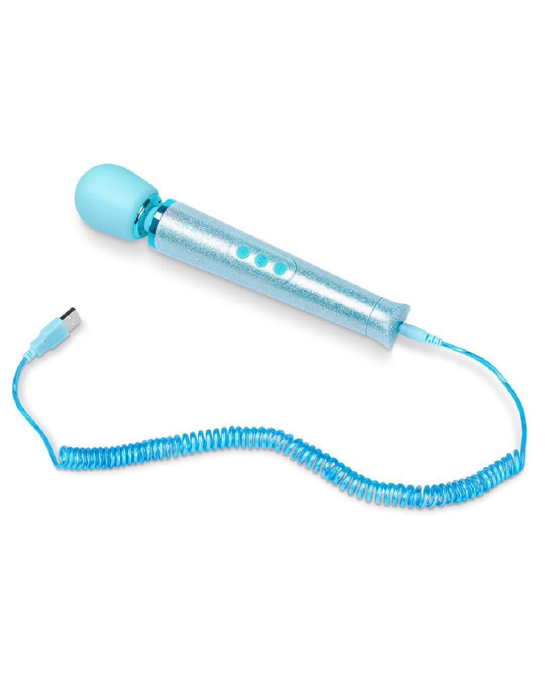 Le Wand All That Glimmers Wand Vibrator Set - Blue wand and cord 