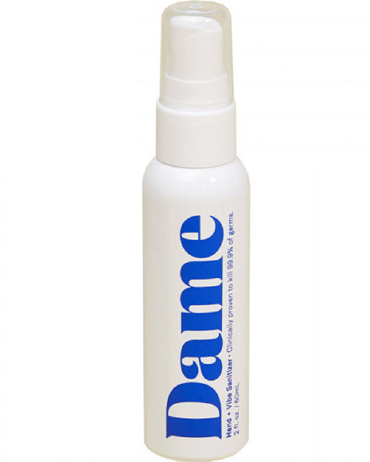 Dame Hand and Toy Cleaner white bottle with blue writing on the bottle 