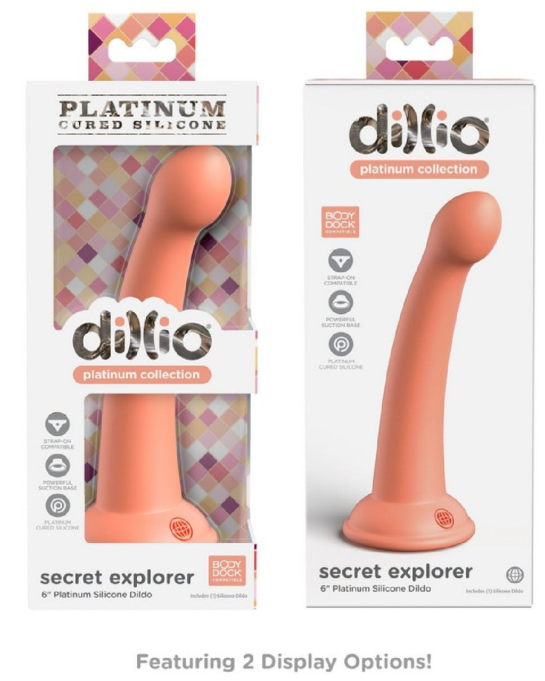 Dillio Platinum Secret Explorer 6 Inch Dildo - Peach product box 