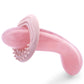Le Wand Crystal G Spot Wand - Rose Quartz on an angle with silicone ring on it 