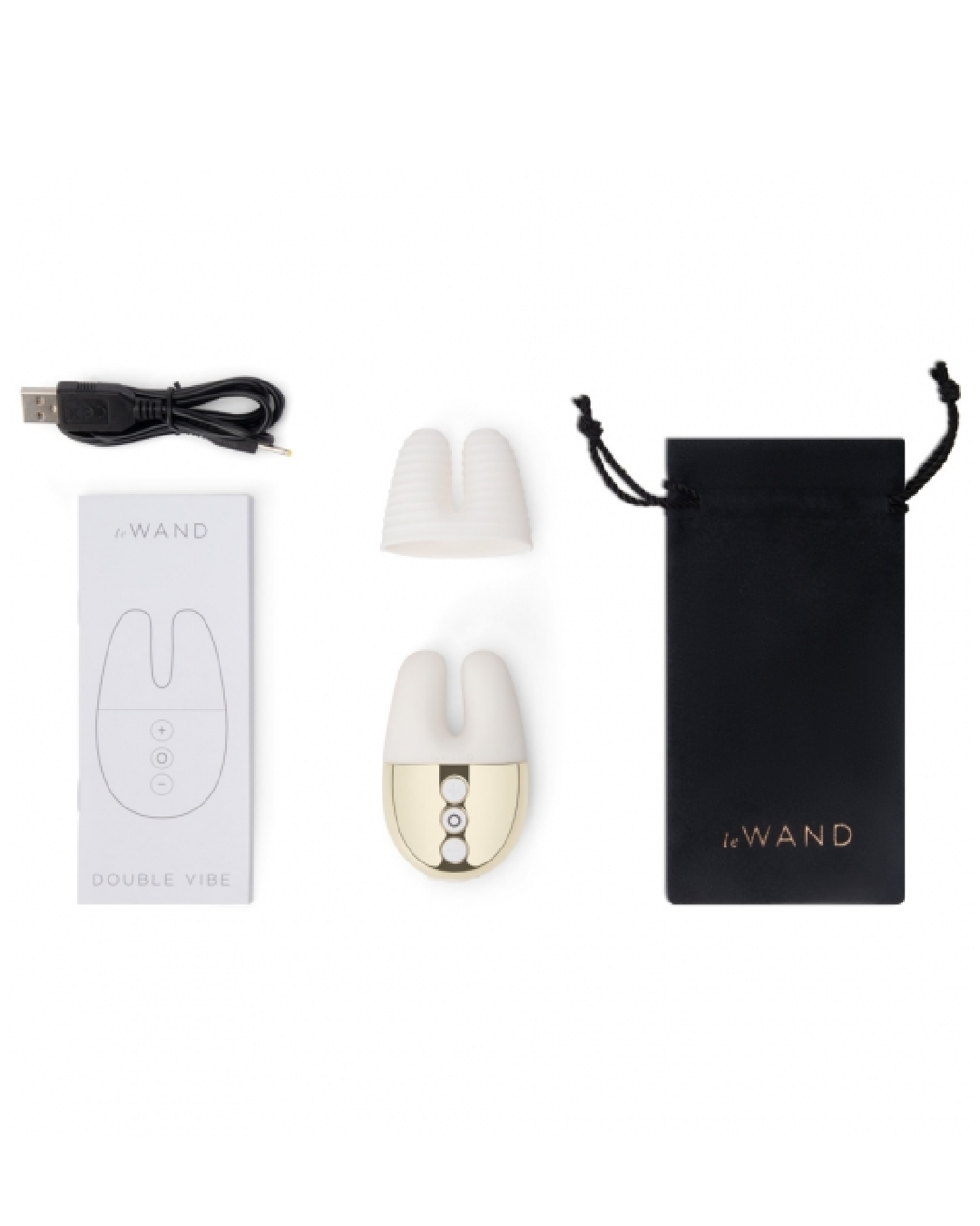 Le Wand Chrome Double Vibrator Limited Edition White Gold vibe pouch attachment manual and charger 