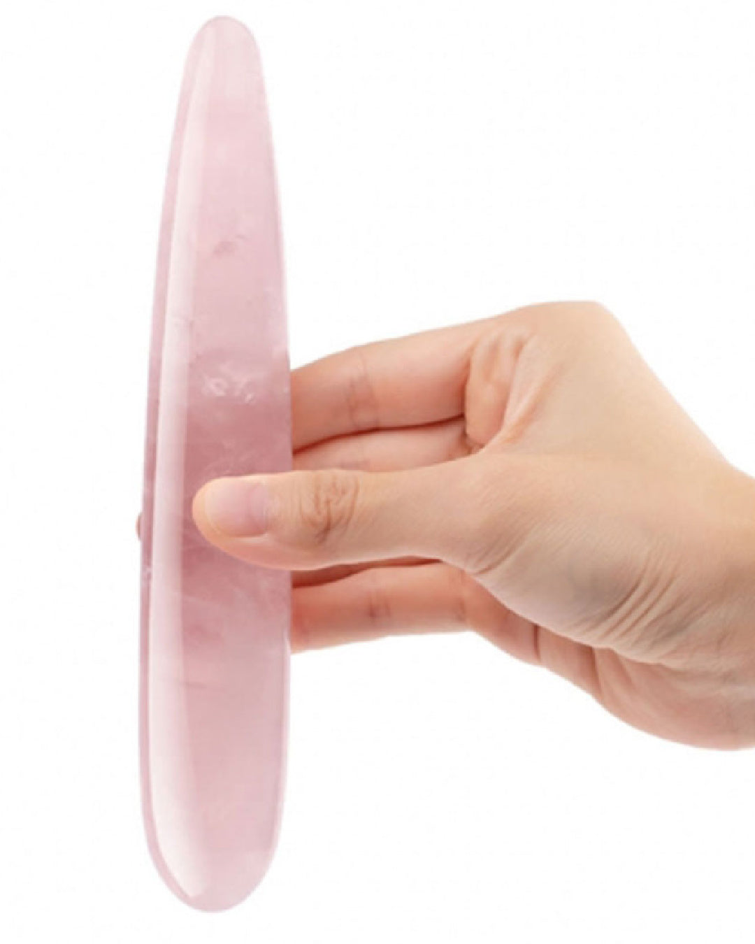 Le Wand Crystal Slim  Wand - Rose Quartz held in model's hand 