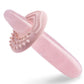 Le Wand Crystal Slim  Wand - Rose Quartz with silicone ring positioned on an angle 