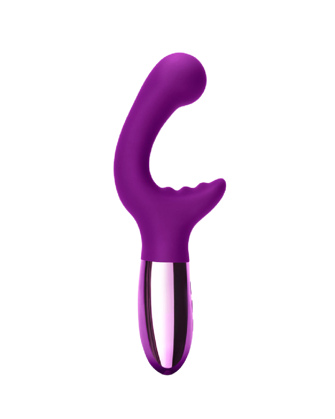 Le Wand XO Double Motor Internal and External Vibrator - Dark Cherry side view of the curve
