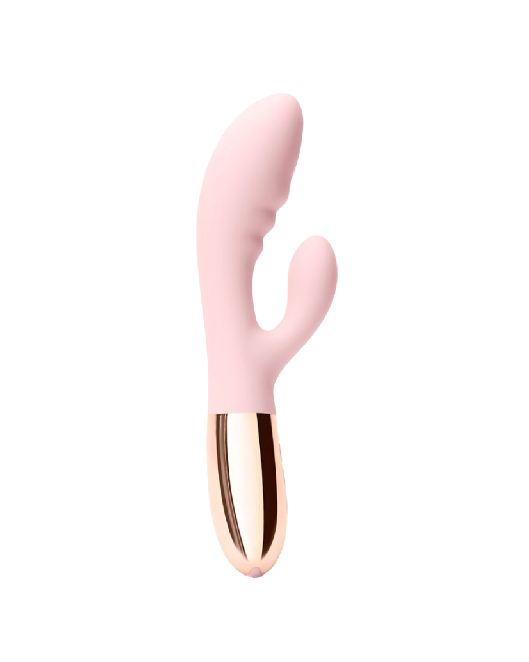 Le Wand Blend Double Motor Rechargeable Rabbit Vibrator - Rose Gold side view of both branches